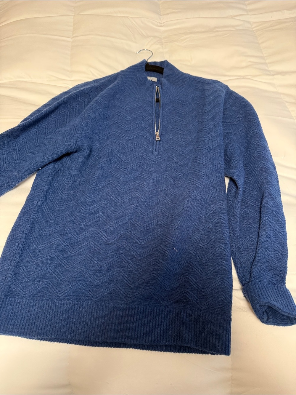 Men's K+J Cashmere Blue Half-Zip Knit Sweater